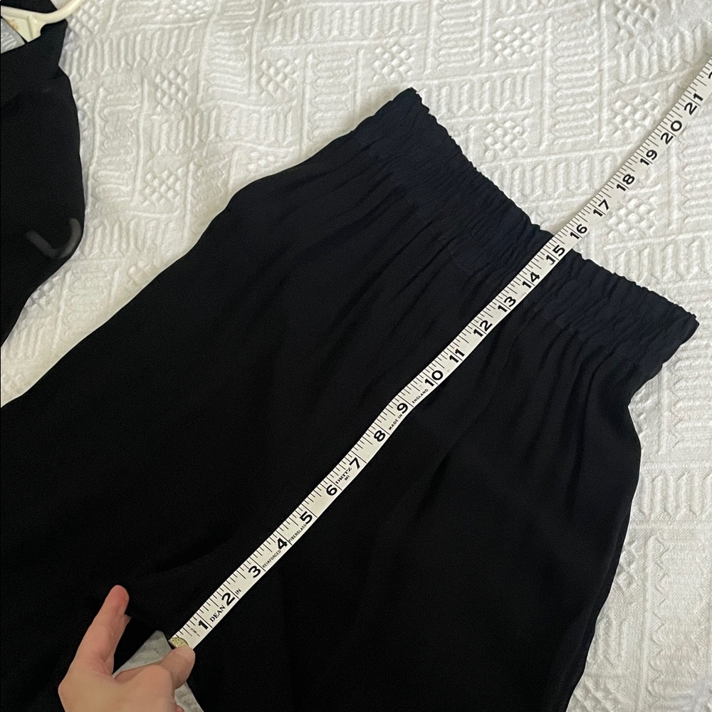 3 pc set sheer Black Ruffle Blouse skirt high waist pants ruffle Button Detail - Picture 13 of 16